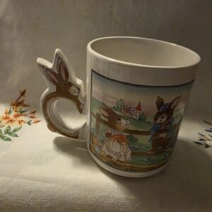 Charming Vintage Bunny Mug with Handle From Beatrix Potter And Peter Rabbit